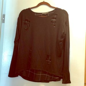 Generation Love long sleeve black/plaid cutout top